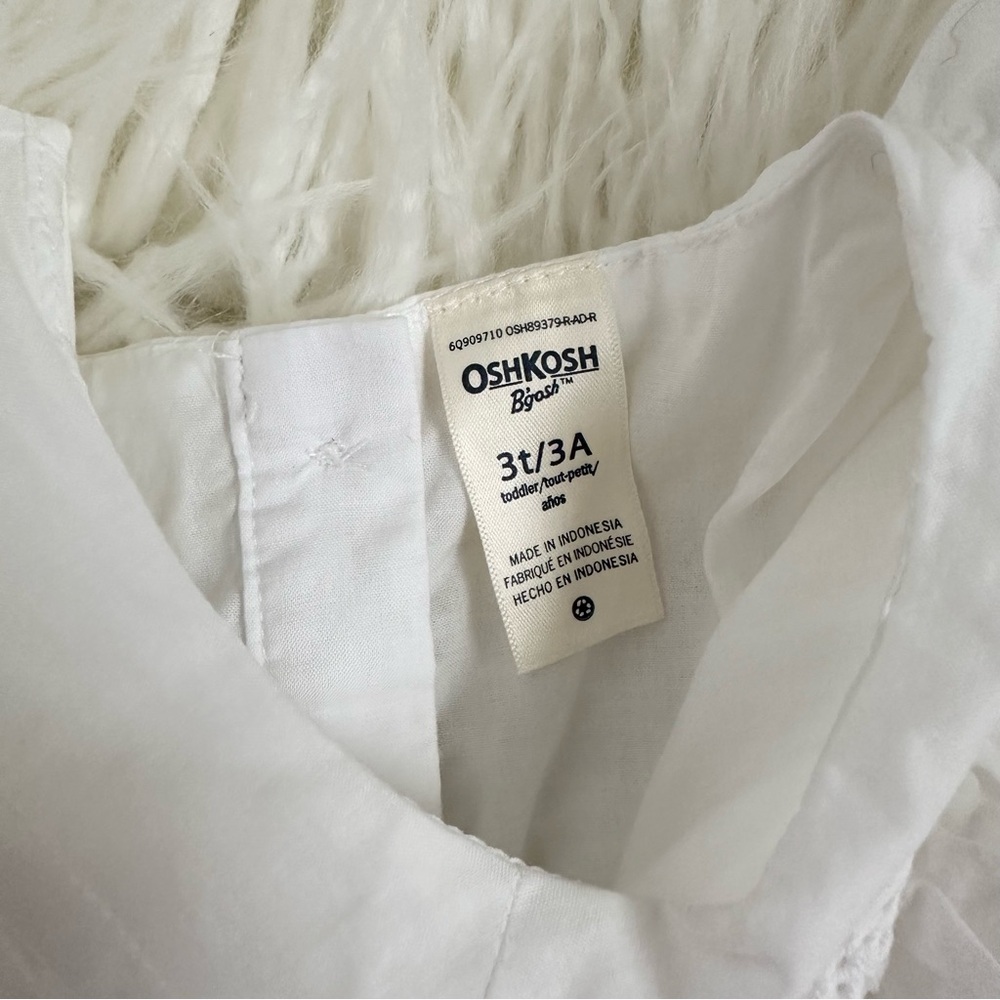 Osh Kosh B’gosh Toddler Girls White Lace Flutter Sleeve Dress Size 3T - Picture 3 of 3